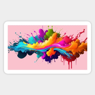 Rainbow wave. Colorful paint splash. Magnet